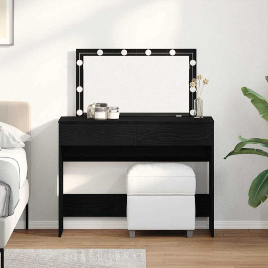 Sminkebord Svart Eik LED 100x40x120 cm