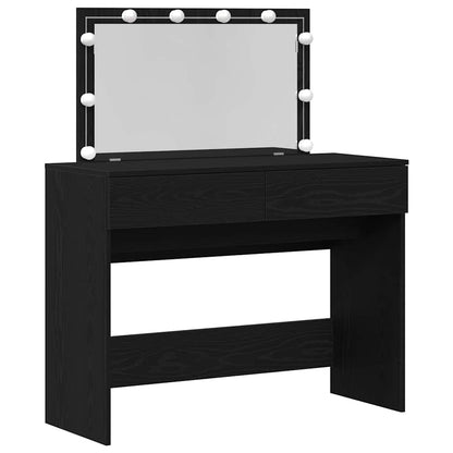 Sminkebord Svart Eik LED 100x40x120 cm