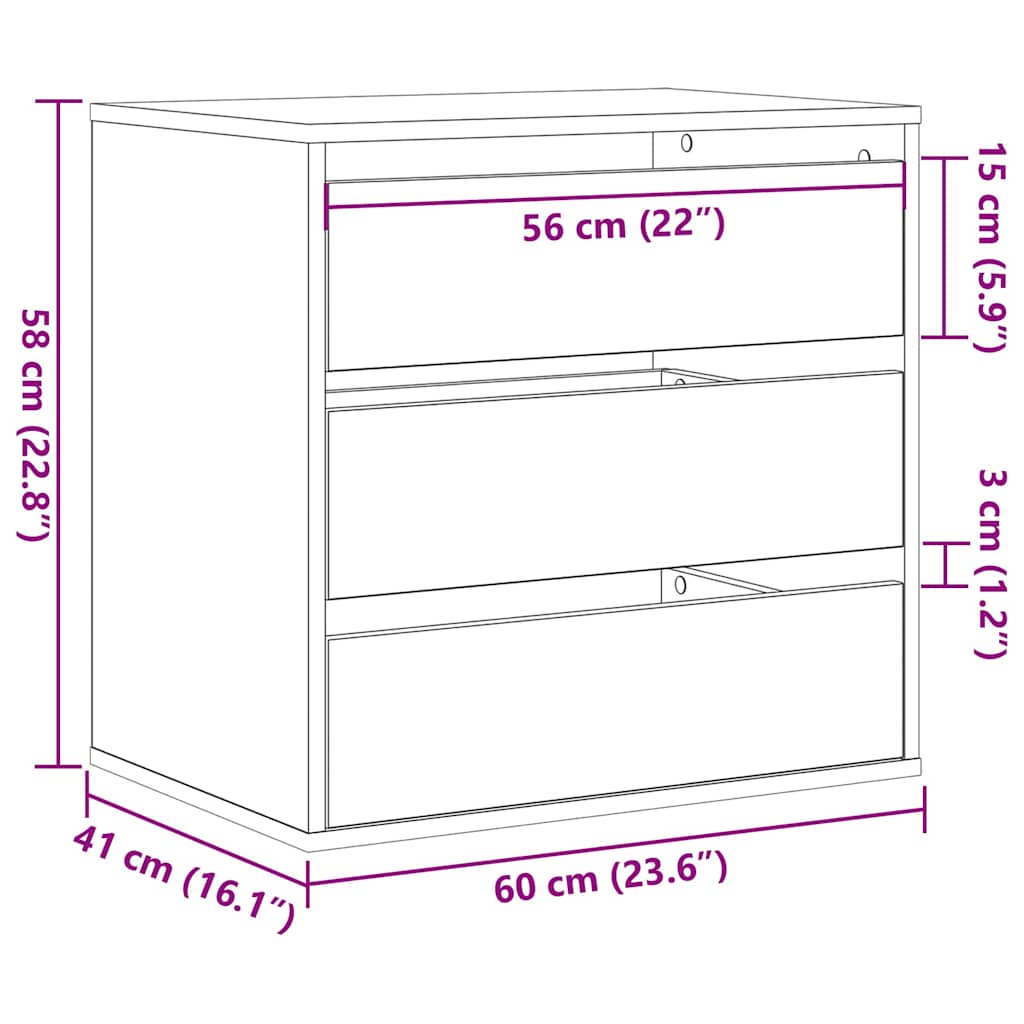 Kommode Svart Eik 60x41x58 cm