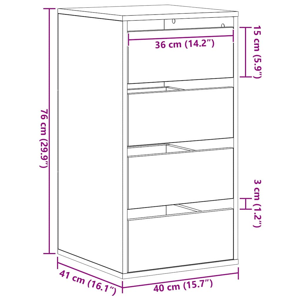 Kommode Svart Eik 40x41x76 cm