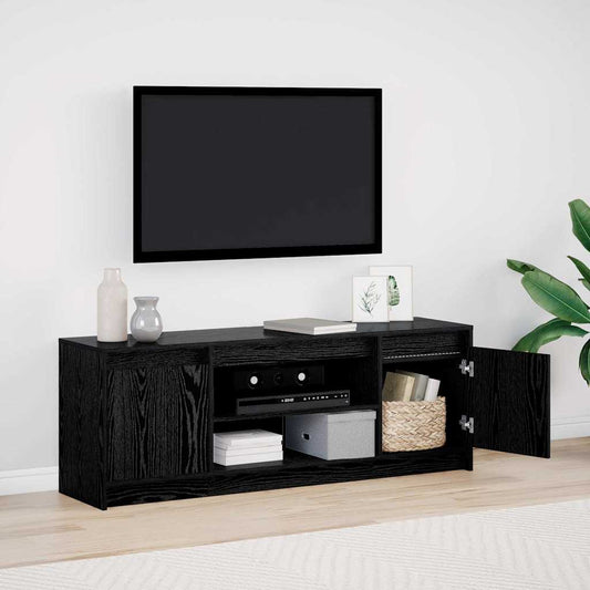 TV-Møbel Svart Eik TV-skap med LED i, 139,5x34x50 cm,