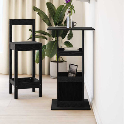 Barbord med Oppbevaring Svart Eik 60x60x102 cm Konstruert Tre