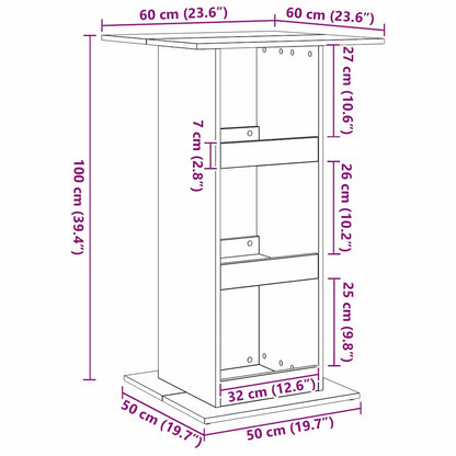 Barbord med Oppbevaring Svart Eik 60x60x102 cm Konstruert Tre
