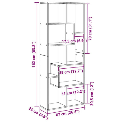 Bokhylle Svart Eik Romdeler 67x25x161.5 cm