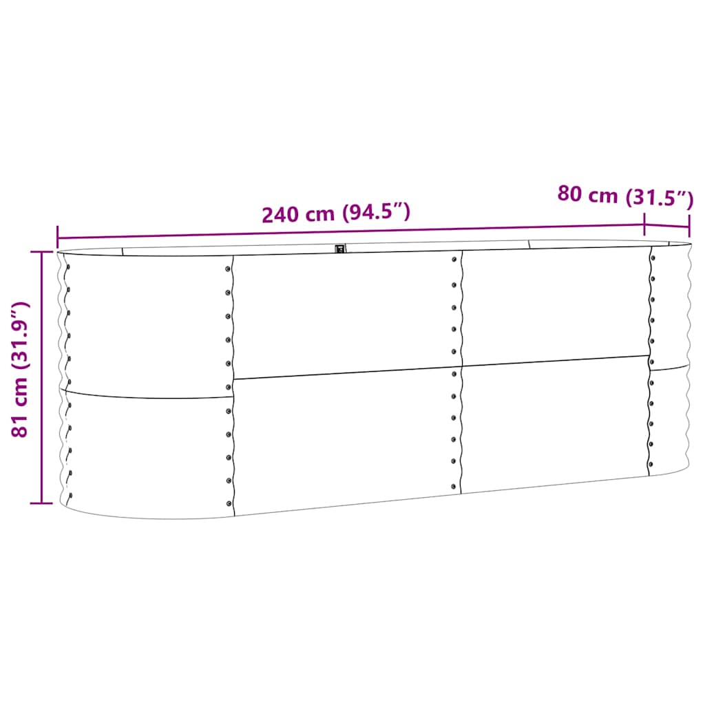 Hevet bed grønn 240 x 80 x 81 cm Stål