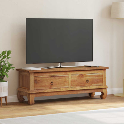 TV-benk med skuff Naturlig 110 x 35 x 40 cm Massivt Teaktre
