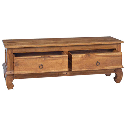 TV-benk med skuff Naturlig 110 x 35 x 40 cm Massivt Teaktre