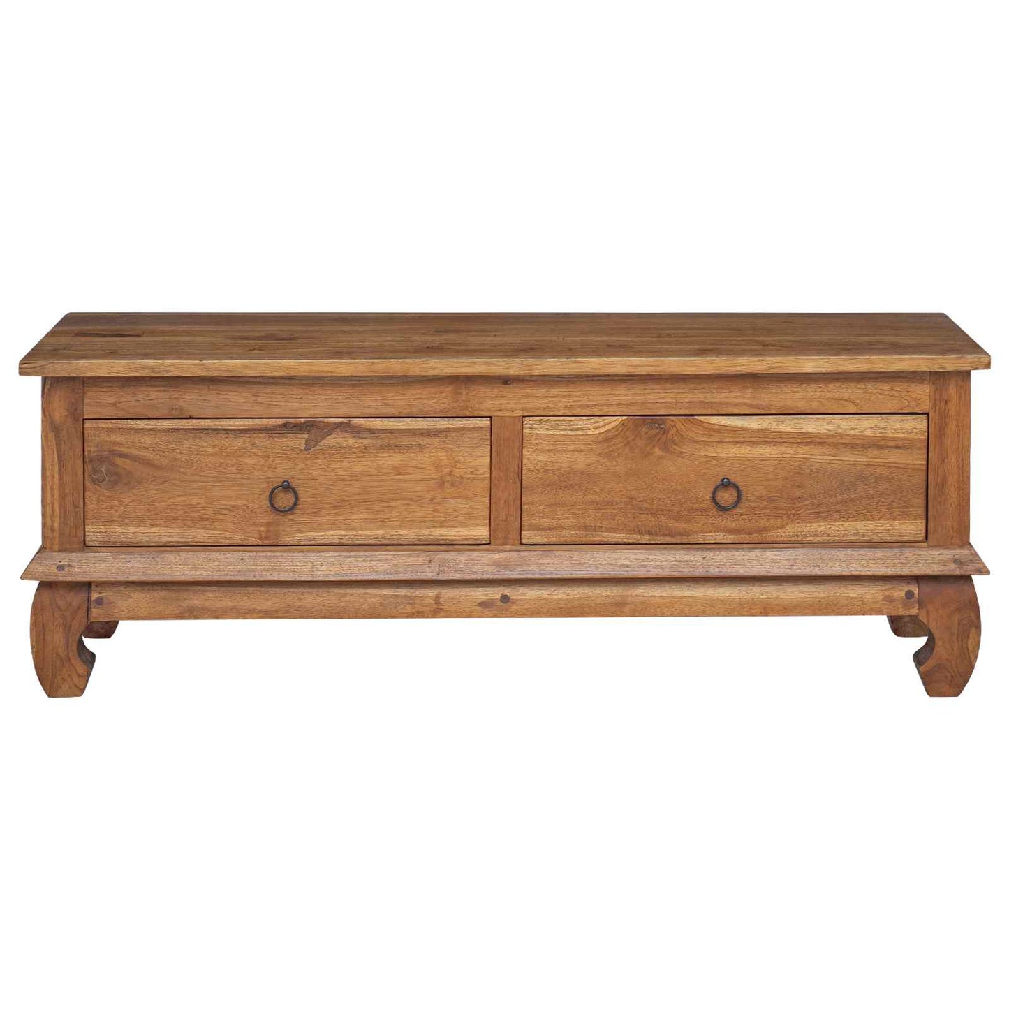 TV-benk med skuff Naturlig 110 x 35 x 40 cm Massivt Teaktre