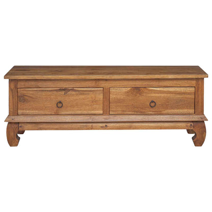 TV-benk med skuff Naturlig 110 x 35 x 40 cm Massivt Teaktre