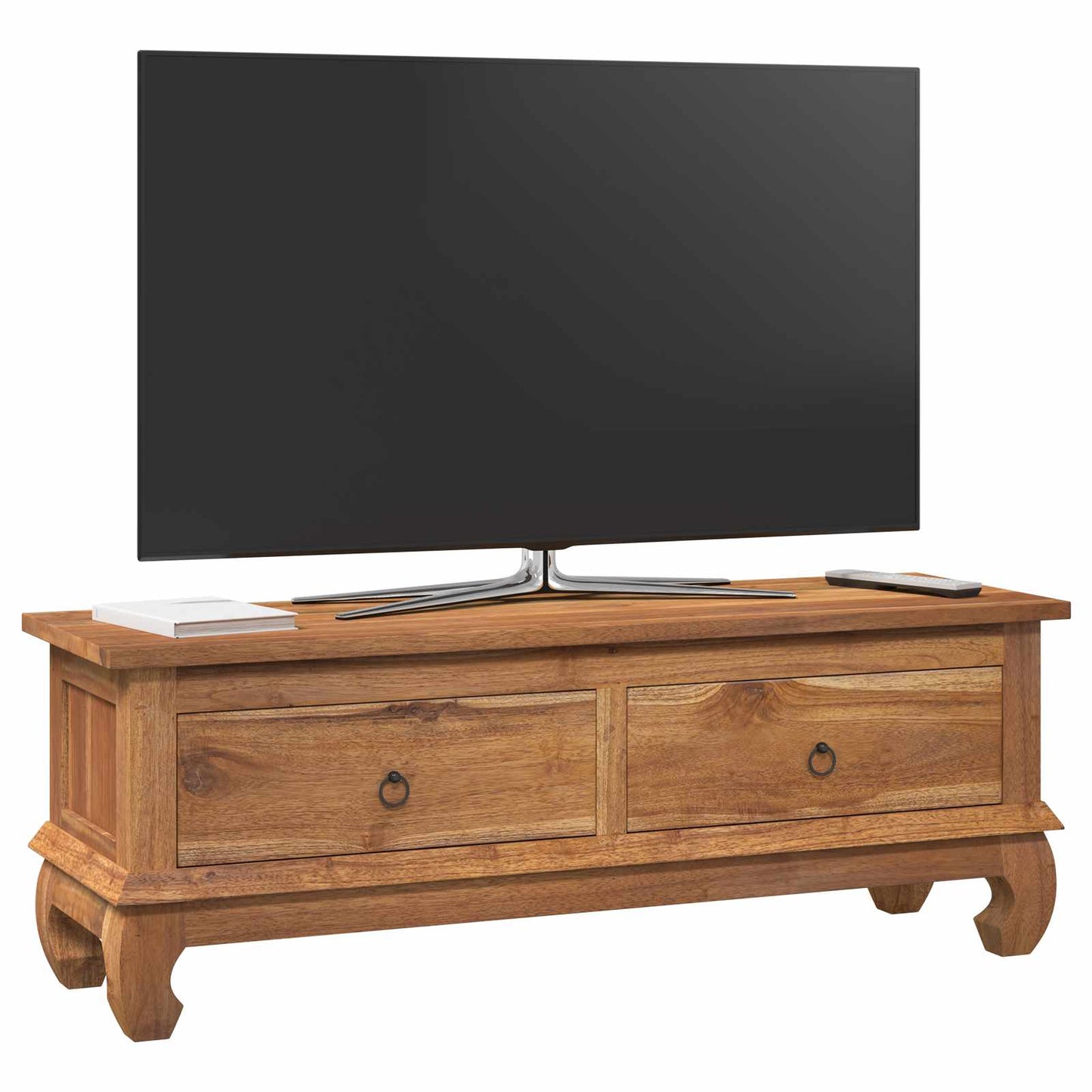 TV-benk med skuff Naturlig 110 x 35 x 40 cm Massivt Teaktre