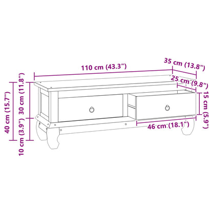 TV-benk med skuff Naturlig 110 x 35 x 40 cm Massivt Teaktre