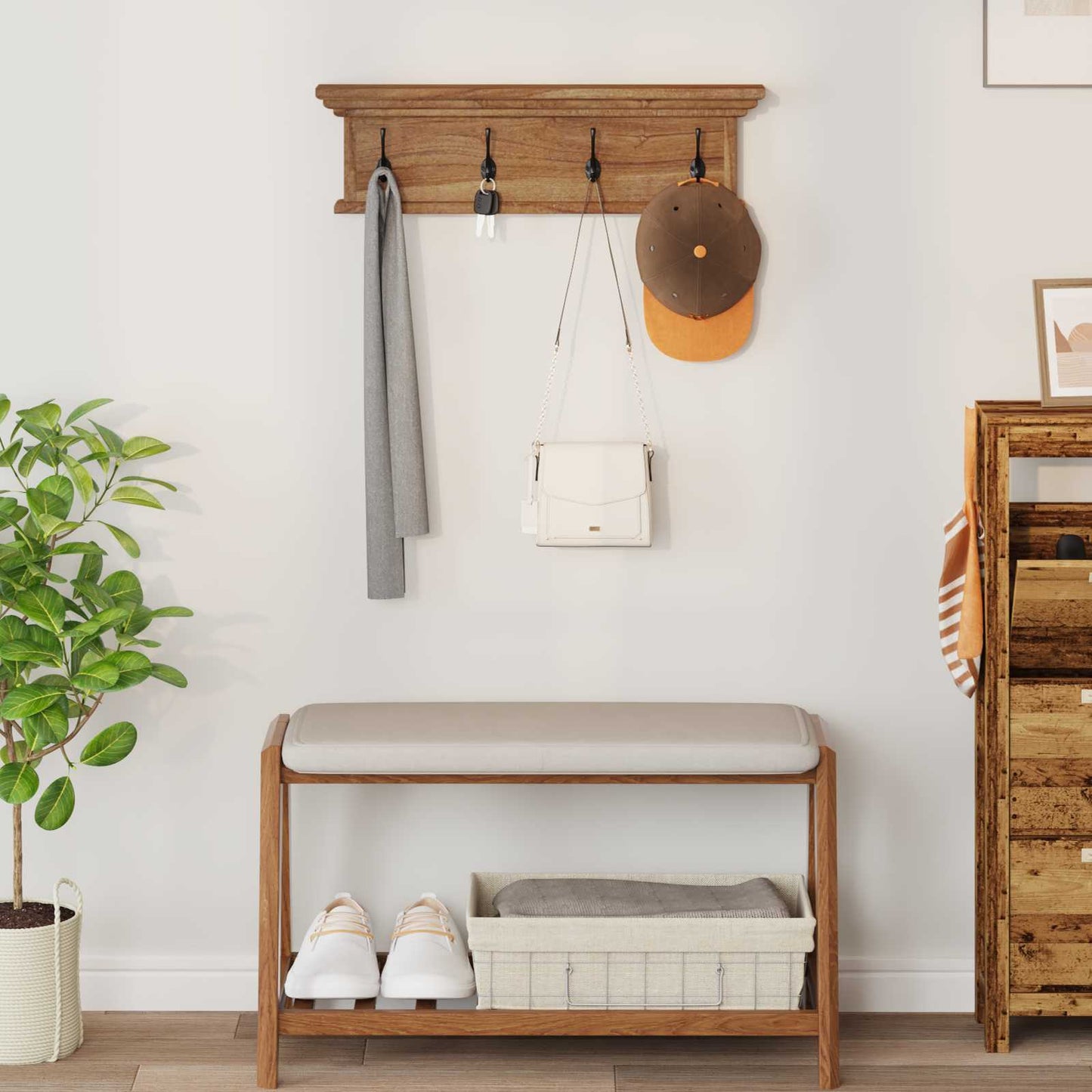 Kleshengere Naturlig 70 x 10 x 20 cm Massivt Teaktre