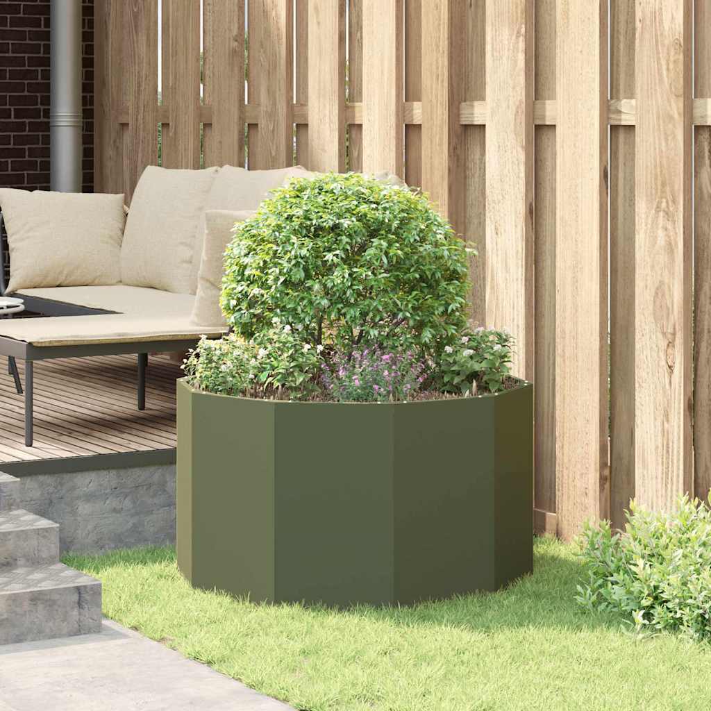 Plantekassed Olivengrønn 90 x 90 x 50 cm Stål