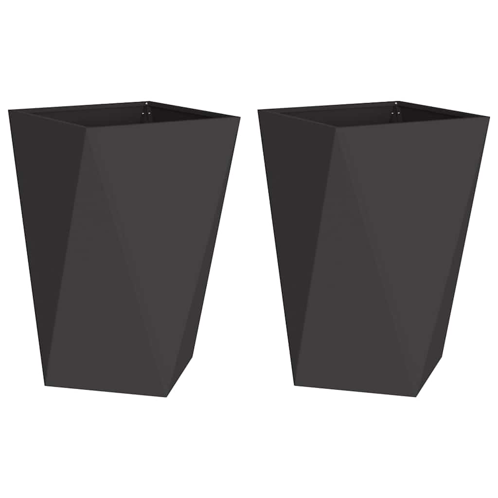 Plantekassed 2 pcs Svart 50 x 50 x 75 cm Stål