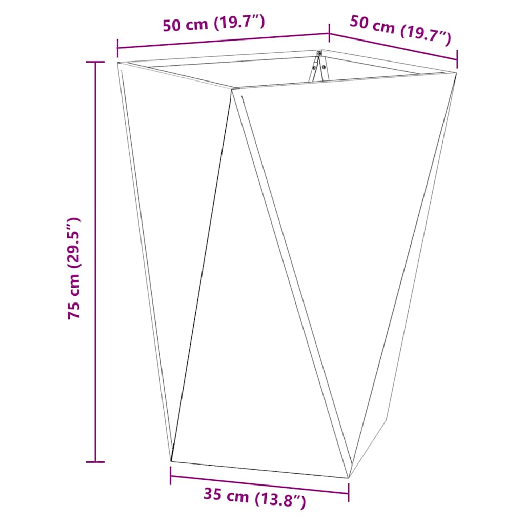 Plantekassed 2 pcs Svart 50 x 50 x 75 cm Stål