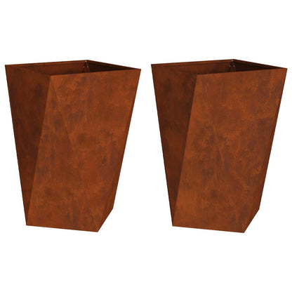 Plantekassed 2 pcs Rusten 50 x 50 x 75 cm Cortenstål