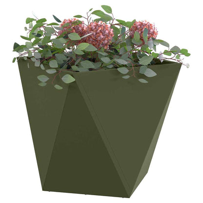 Plantekassed 2 pcs Olivengrønn 50 x 50 x 50 cm Stål