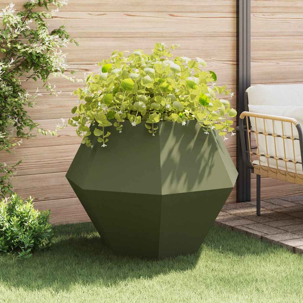 Plantekassed 2 pcs Olivengrønn 100 x 100 x 80 cm Stål
