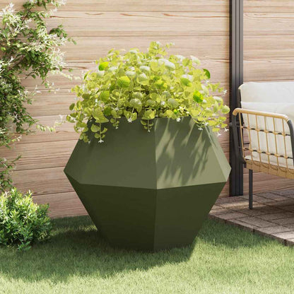 Plantekassed 2 pcs Olivengrønn 100 x 100 x 80 cm Stål