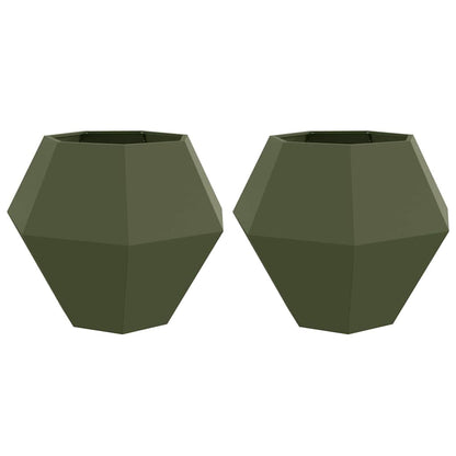 Plantekassed 2 pcs Olivengrønn 100 x 100 x 80 cm Stål