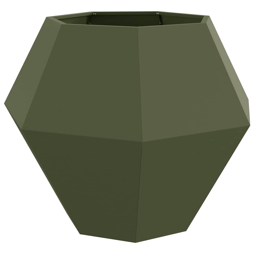 Plantekassed 2 pcs Olivengrønn 100 x 100 x 80 cm Stål