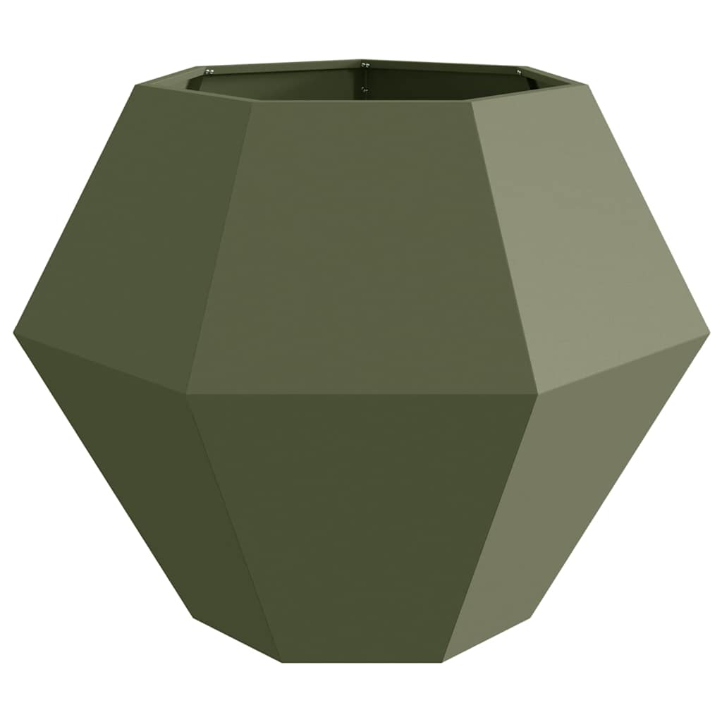 Plantekassed 2 pcs Olivengrønn 100 x 100 x 80 cm Stål