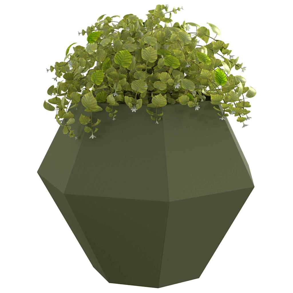 Plantekassed 2 pcs Olivengrønn 100 x 100 x 80 cm Stål