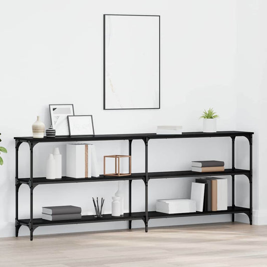 avlastningsbord svart eik 200x29x75 cm konstruert tre