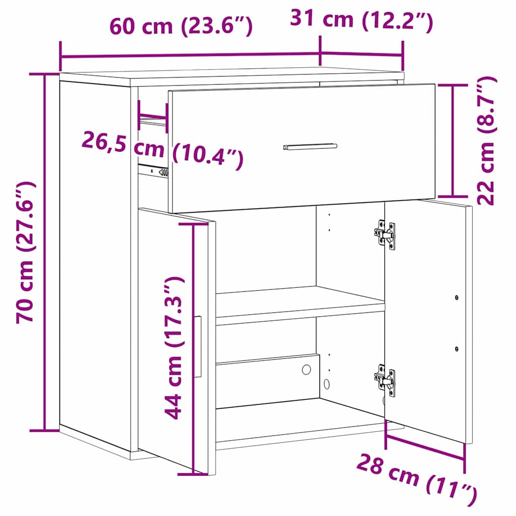 Skjenk Svart Eik 60 x 31 x 70 cm