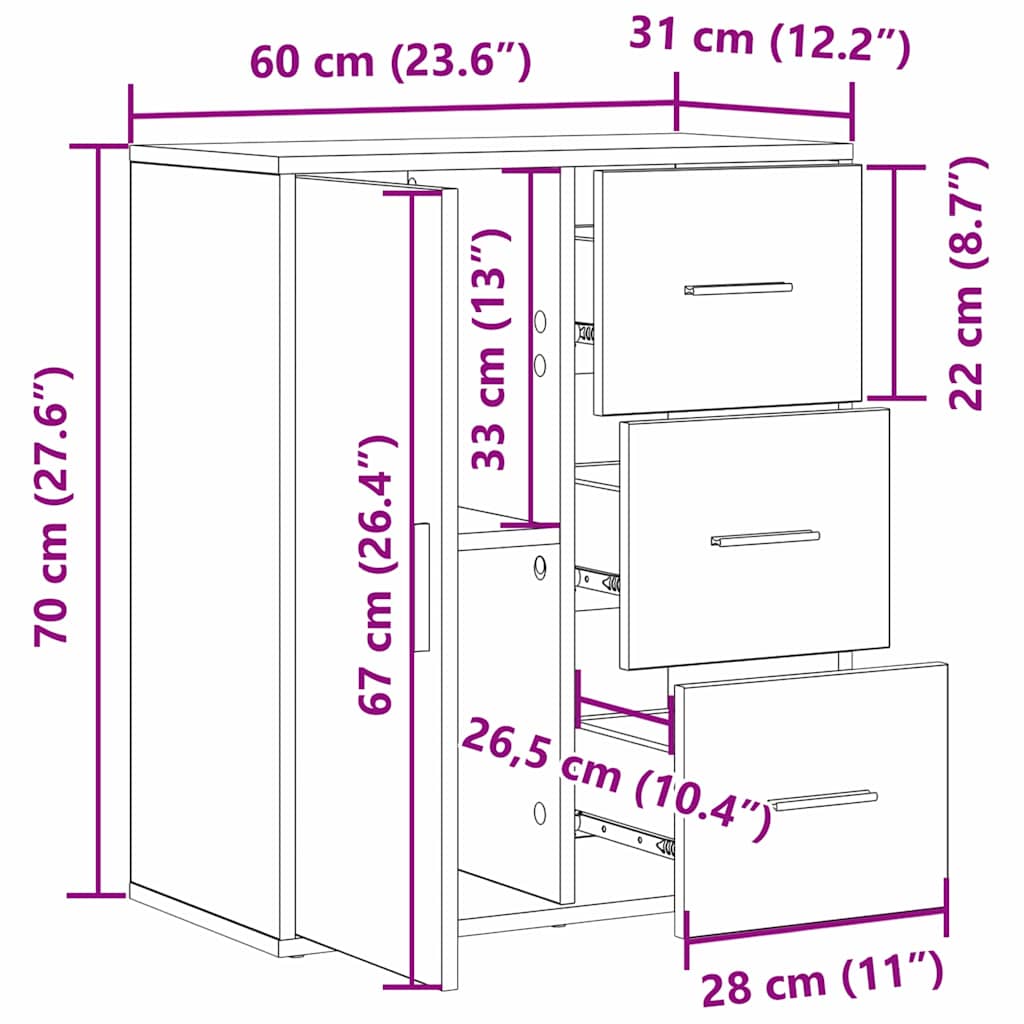 Skjenk Svart Eik 60 x 31 x 70 cm
