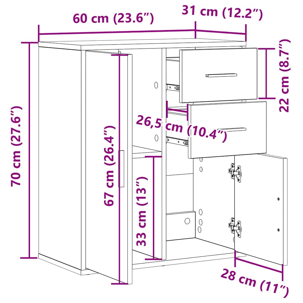 Skjenk Gammelt Tre 60 x 31 x 70 cm