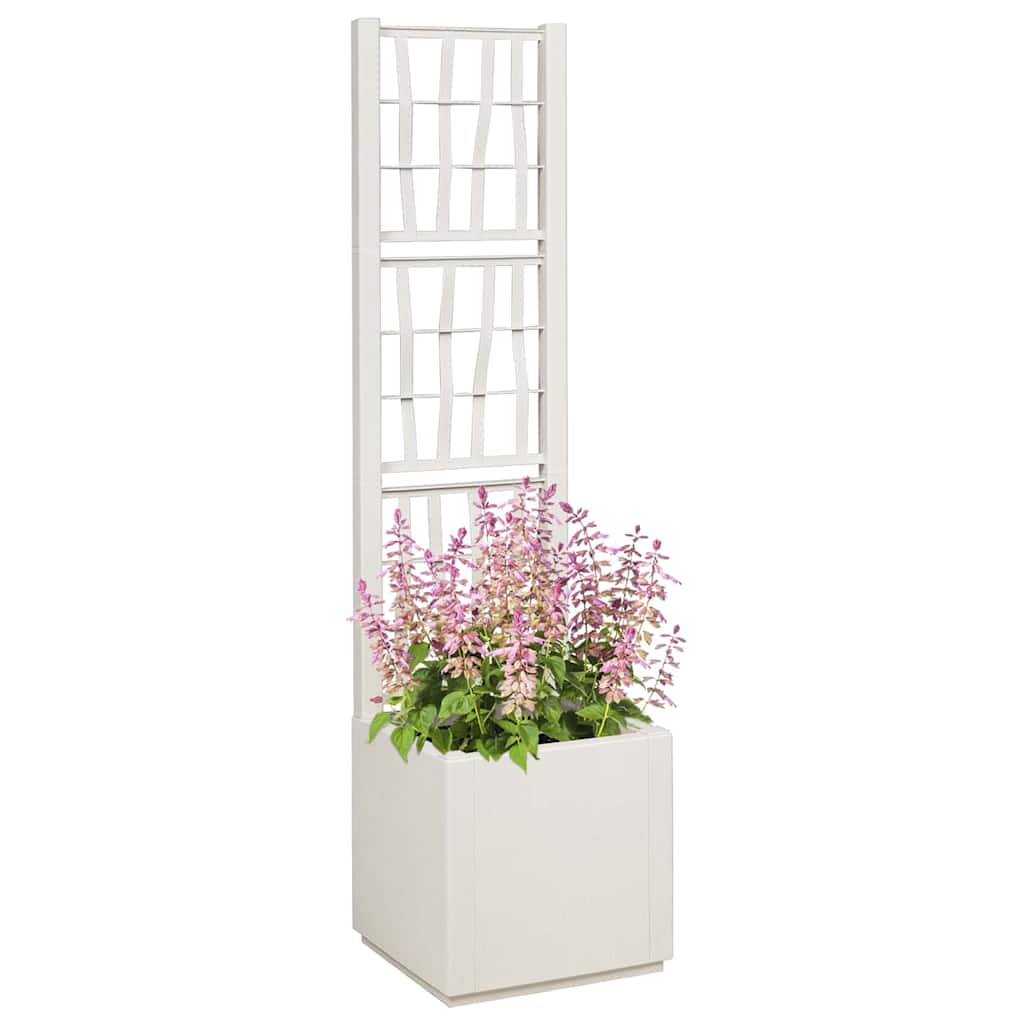 Hagepotte med klatrestativ Hvit 36 x 36 x 140 cm PP