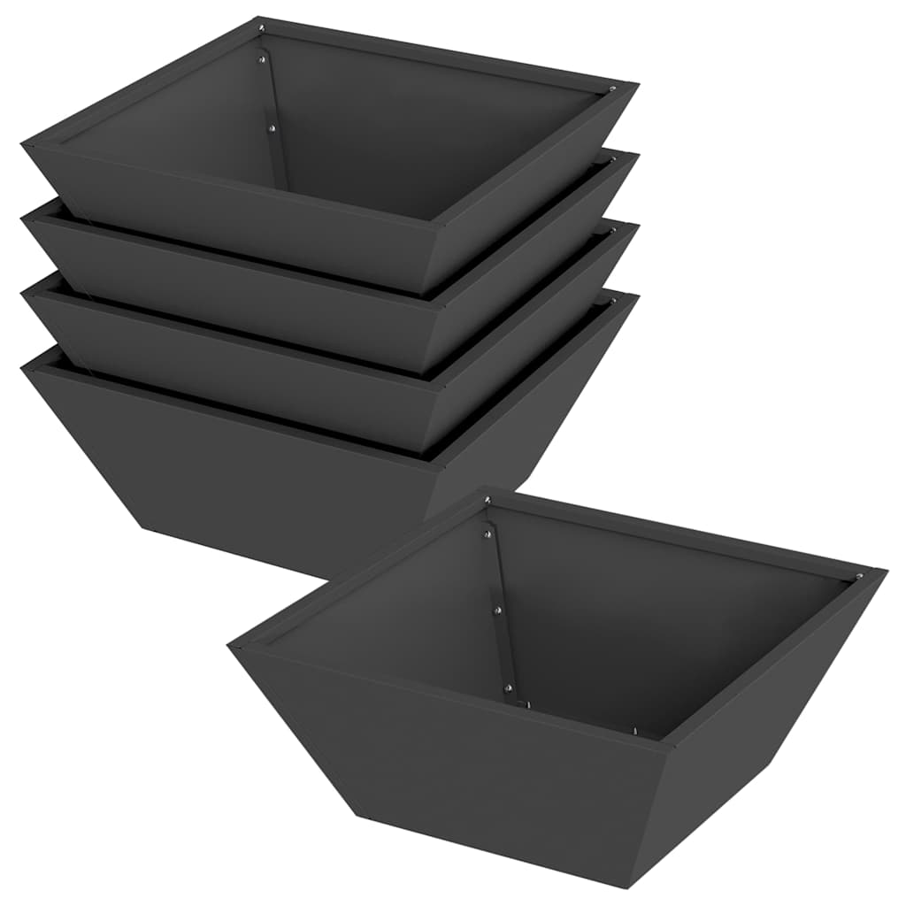 Hageblomsterpotte 5 pcs Svart 40 x 40 x 15 cm Kaldvalsestål