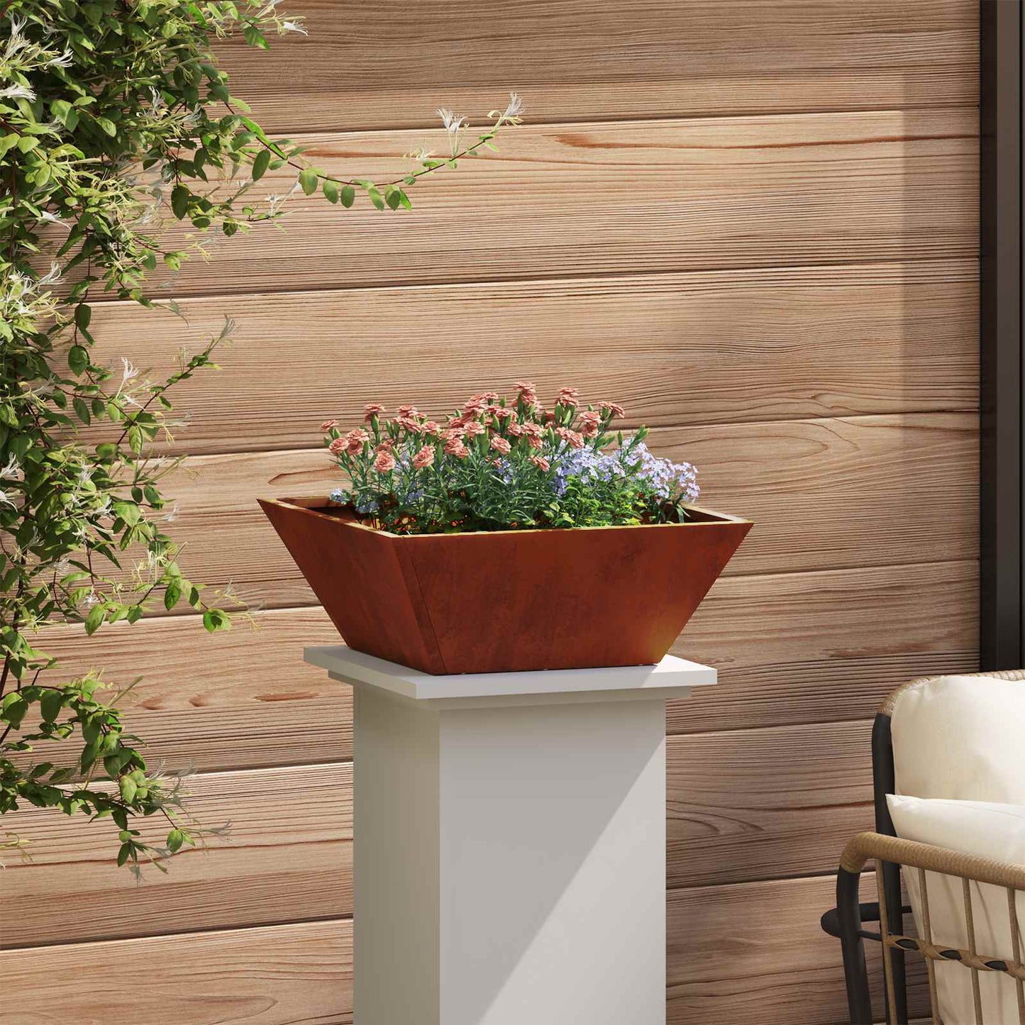 Hageblomsterpotte 5 pcs Rusten 40 x 40 x 15 cm Cortenstål