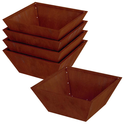 Hageblomsterpotte 5 pcs Rusten 40 x 40 x 15 cm Cortenstål