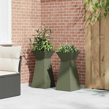 Søyleplanter 2 pcs Olivengrønn 35 x 35 x 73 cm