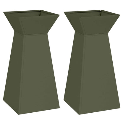 Søyleplanter 2 pcs Olivengrønn 35 x 35 x 73 cm