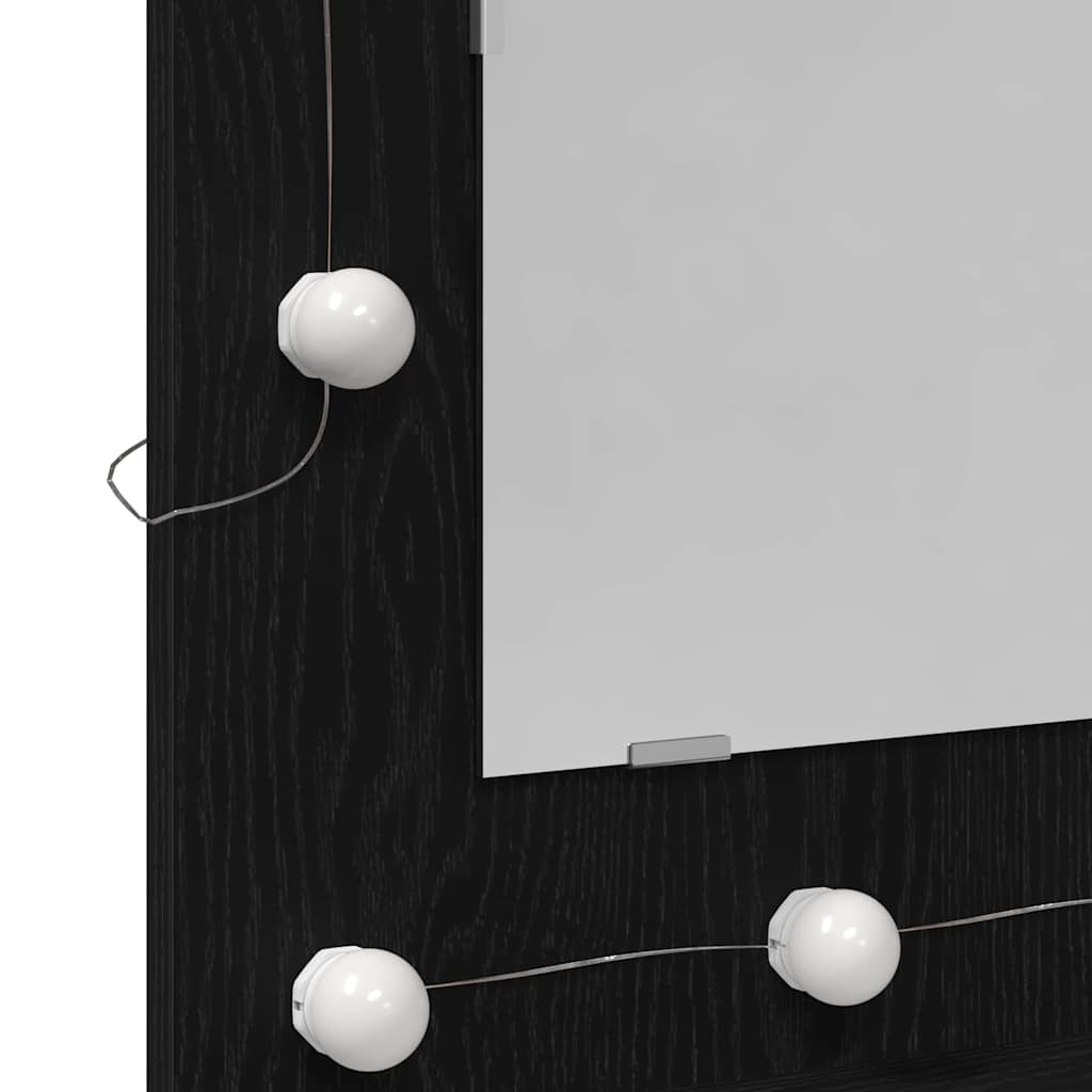 Black Oak Vanity Unit Svart eik Tre Medium Speil