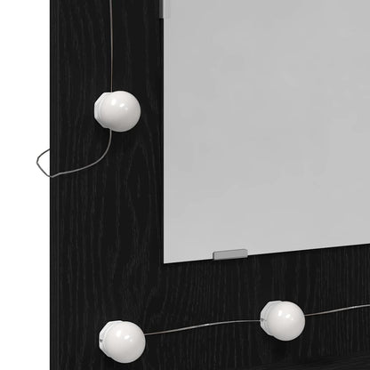 Black Oak Vanity Unit Svart eik Tre Medium Speil