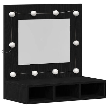 Black Oak Vanity Unit Svart eik Tre Medium Speil