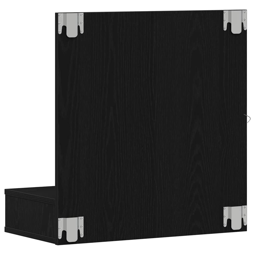 Black Oak Vanity Unit Svart eik Tre Medium Speil
