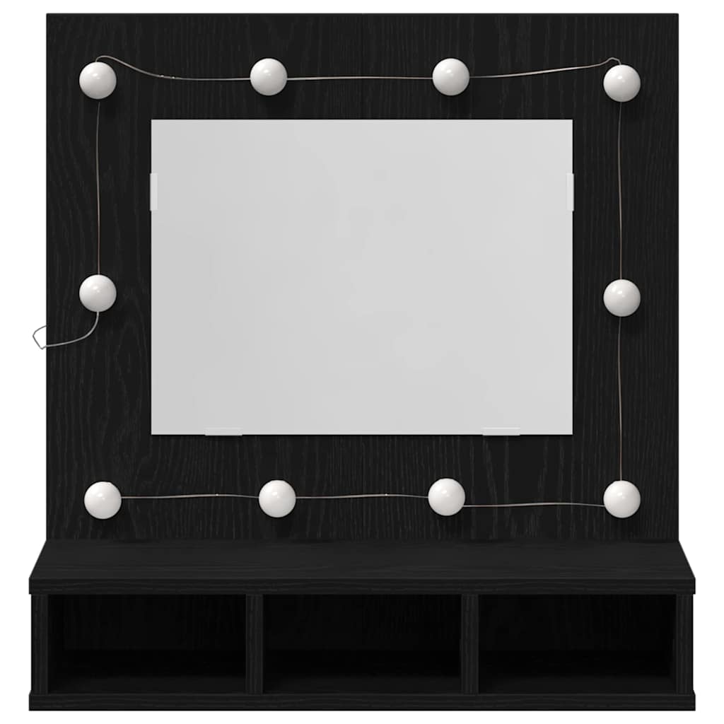 Black Oak Vanity Unit Svart eik Tre Medium Speil