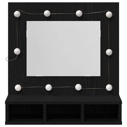 Black Oak Vanity Unit Svart eik Tre Medium Speil