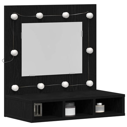 Black Oak Vanity Unit Svart eik Tre Medium Speil