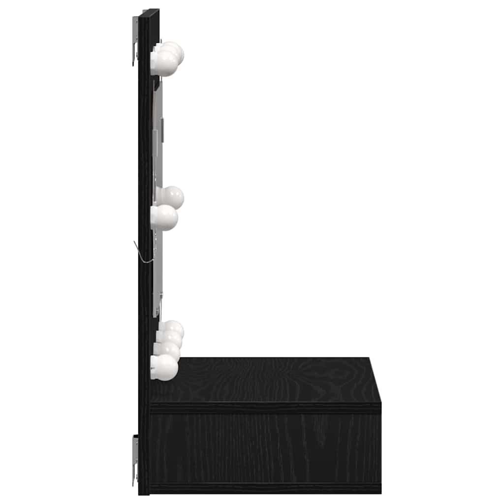 Black Oak Vanity Unit Svart eik Tre Medium Speil