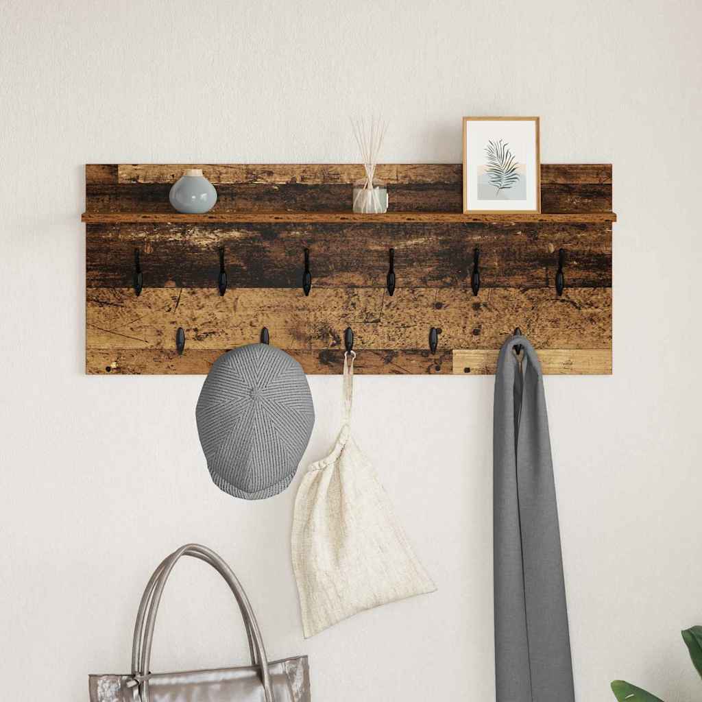 Vegghengt kleshenger med hylle Gammelt tre 100 x 40 x 12 cm