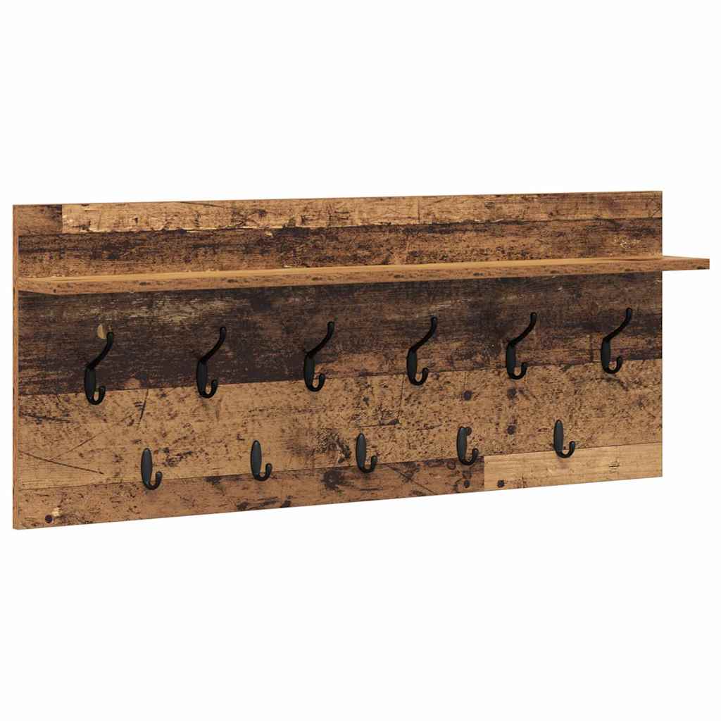 Vegghengt kleshenger med hylle Gammelt tre 100 x 40 x 12 cm