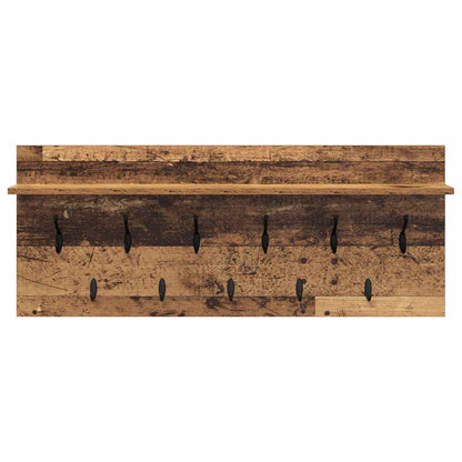 Vegghengt kleshenger med hylle Gammelt tre 100 x 40 x 12 cm