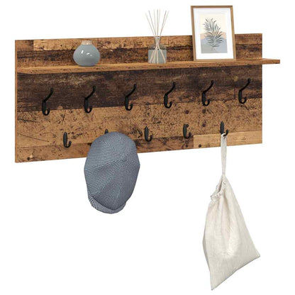 Vegghengt kleshenger med hylle Gammelt tre 100 x 40 x 12 cm