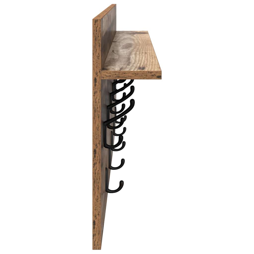 Vegghengt kleshenger med hylle Gammelt tre 100 x 40 x 12 cm